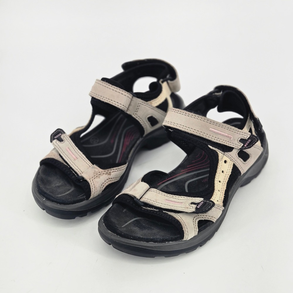 ECCO Yucatan Offroad Hiking Sandals Taupe Black Pink Strappy Womens 6 EU 37